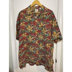 Vintage‎ Men's Gap Hawaiian Linen Blend Shirt Short Sleeve Button Floral XL